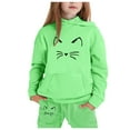thumbnail image 2 of LIUYUNNN Kids Tracksuit Athletic Sweatsuits Sets 2PC Long Sleeve Cat Green Soft Hoodie Sweatpants Fall Clothes Teen Girls Clothes 8-9 Years Boys Girls Fall and Winter Outfits, 2 of 5