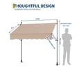 thumbnail image 3 of Memoryfield Manual Retractable Patio Awning 118", Adjustable Angle & Height Outdoor Sunshade Canopy, UV Protection Awning for Window, Door & Deck, Khaki, 3 of 7