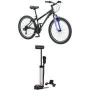 24" Girls Schwin Sidwinder , Black with Frame-to-Floor Pump