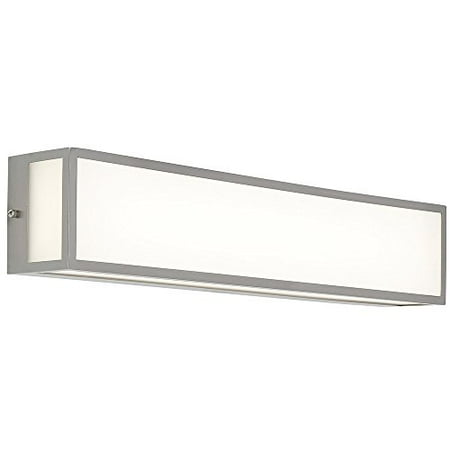 Modern Nickel Wall Mount - New Modern Vanity Light | Frosted LED Brushed Nickel Wall Mounted Lighting | Vertical Or Horizontal Box Light | 3000K Warm White 24