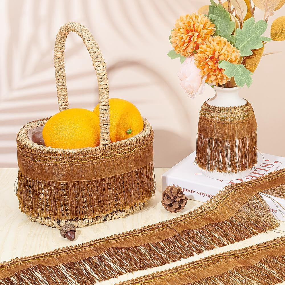 12 Yards Brush Fringe Trim Basic Trim 4-1/8 inch Dark Goldenrod Polyester Tassel Fringe Ribbon for Sewing Accessories Decoration Gold DIY