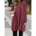 thumbnail image 4 of Long Sleeve Shirts for Women Long Sweaters with Pockets Tunic Tops Loose Fit Rouge M, 4 of 8