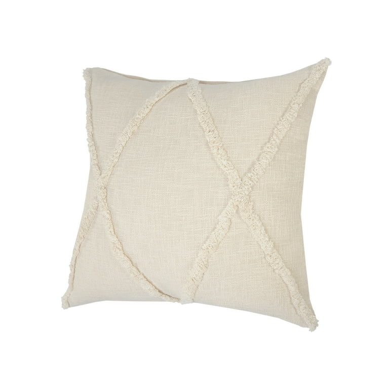 Woven Paths Sara 20 x 20 Shag Diamond Beige Cotton Decorative Throw Pillow Walmart