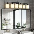 thumbnail image 2 of 6-Light Bathroom Light Fixtures, Vanity Bathroom Lights with Frosted White Glass Shades, Modern Matte Black Bathroom Wall Lamp for Mirror, 2 of 6