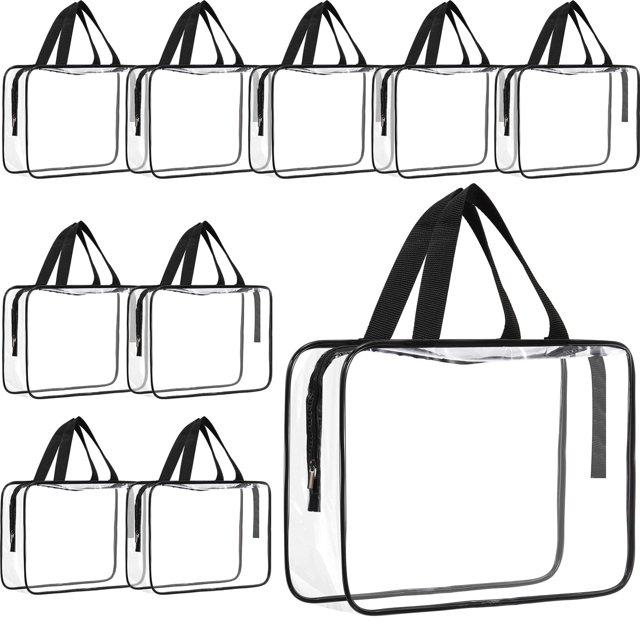 Bolsas cosméticas Reginary de PVC transparente a prueba de agua, paquete de 10 unidades, 30 x 22 x 10 cm