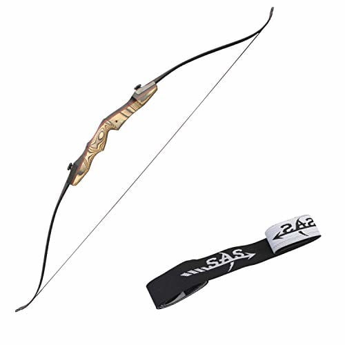 Southland Archery Supply Premier 62" Takedown Recurve Bow Wooden Traditional with Hard Maple Wood Riser and Limb Side Texture + Stringer - FF Compatible - Right Hand - 40lbs.