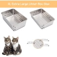 thumbnail image 3 of Stainless Steel Sifting  Litter Box XL High-Sided Anti-Leakage Easy Clean with Scoop & Liner for Big Cats Pine Pellets, 3 of 6