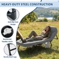 thumbnail image 5 of TINKLE WELL Folding Camping Cot with Padded Cushion, 71" Heavy Duty Bed for Adult, Oxford Fabric & Steel Frame, Compact Portable Carry, Gray, 5 of 7