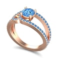 thumbnail image 2 of Diamond-Capitals 2.50 Carat Round Shape Blue Topaz & Blue Topaz Gemstone Luxurious Bridal Ring for Ladies Solid 18K Rose Gold Size 9.5, 2 of 8