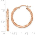 thumbnail image 4 of Primal Gold 14 Karat Rose Gold Twisted Satin Diamond-cut Hoop Earrings, 4 of 4
