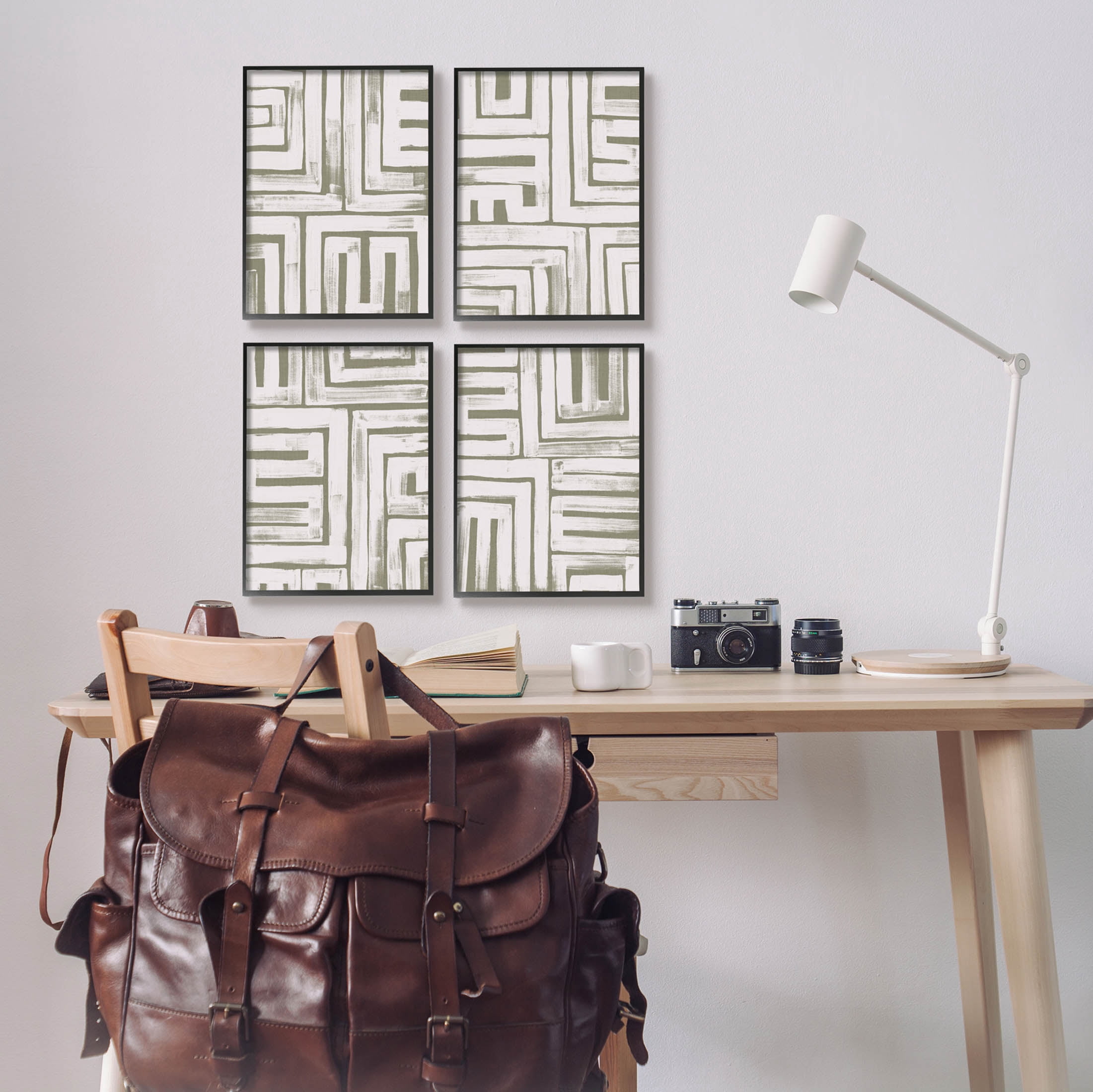 Stupell Industries Abstract Geometric Shapes Arrangement Graphic Art Black Framed Art Print Wall Art, Set of 4, Design by June Erica Vess