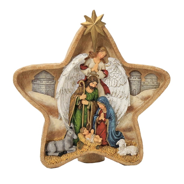 Figura católica de escritorio, estatua de la Sagrada Familia, adorno artesanal, colección de decoración Estrella