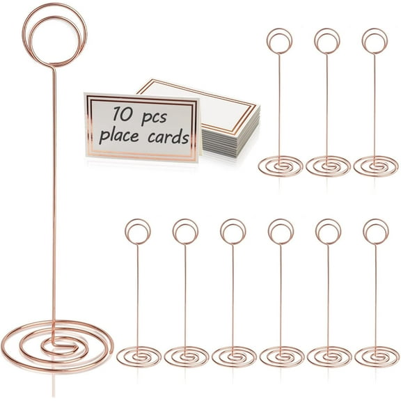 Table Number Holders with Place Cards 10Pcs - 8.75 inch Place Card Holder Tall Table Number Stands with Table Name Cards for Weddings Party Graduation Centerpiece Decoration Memo (Rose Gold)