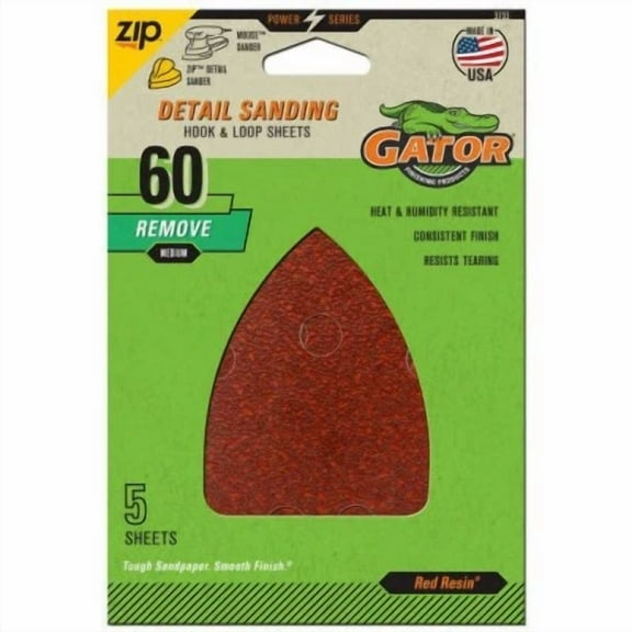 Detail Sanding Sheets, Aluminum Oxide, 60-Grit, 3.5 X 5-In., 5-Pk. -3733