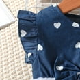 thumbnail image 5 of Bearichfupo Toddler Girls Fly Sleeve Heart Prints Denim Tulle Dress Dance Party Dresses Clothes, Sizes 9-12 Months, 5 of 6