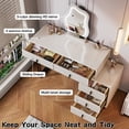 thumbnail image 4 of Mintazer Modern Vanity Desk with Cloud LED Mirror & Reversible Side Cabinet, Ribbed Texture Makeup Vanity Table with 5 Drawers & Gloss Top for Bedroom, White, 4 of 9