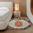 thumbnail image 3 of Orange Blue Boho Round Area Rug 7 FT, Non Slip Living Room Area Carpet, Vintage Ethnic Geometric Abstract Washable Soft Circular Rug Non-Shedding Floor Carpet for Bedside Office Play Room Classroom, 3 of 9
