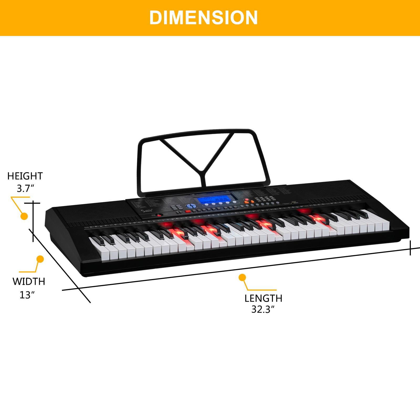 Glarry 61-Key Portable Electronic Piano Keyboard with LCD Screen, Microphone, Headphones, 3 Teaching Modes, Built-In Speakers