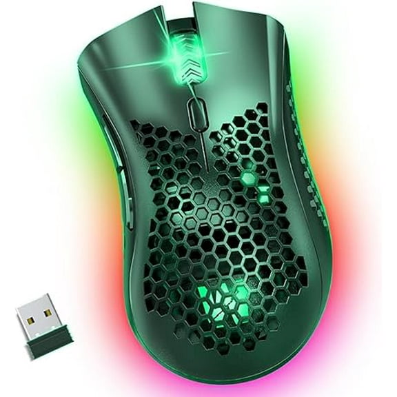 WolfLawS KM-1 Gaming Mouse, Wireless Mouse Gaming Computer Mice USB with Honeycomb Shell, 6 Programmed Buttons, 3 Adjustable DPI, Ergonomic RGB Optical Mouse