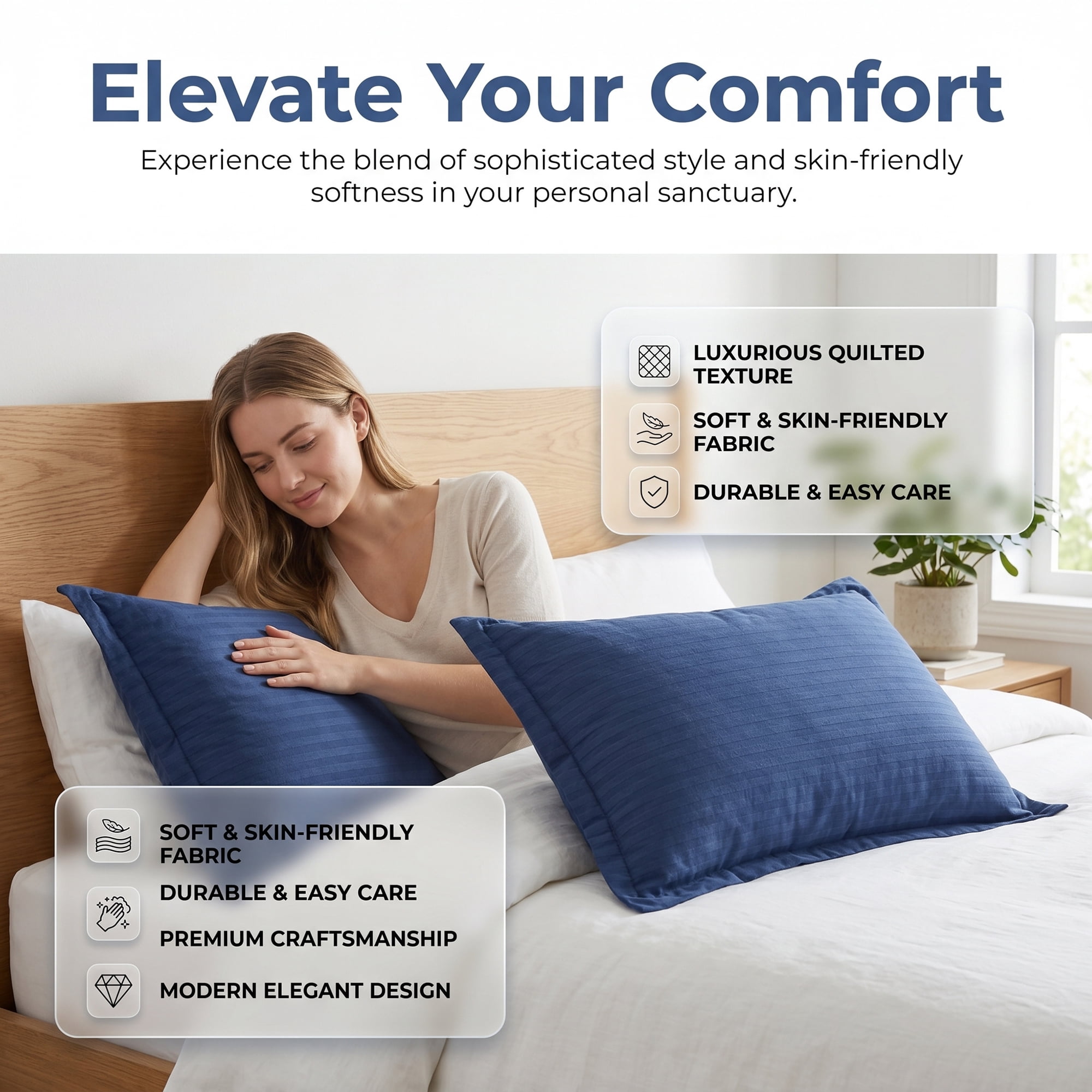 Unique Bargains 2 Pack Polyester Pillowcase Smooth Cooling Envelope Closure Navy Blue