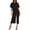 Black, variant on Women Casual Jumpsuit Round Neck Solid Color, Short Sleeve Belted Wide Leg, Polyester, Daily Wear