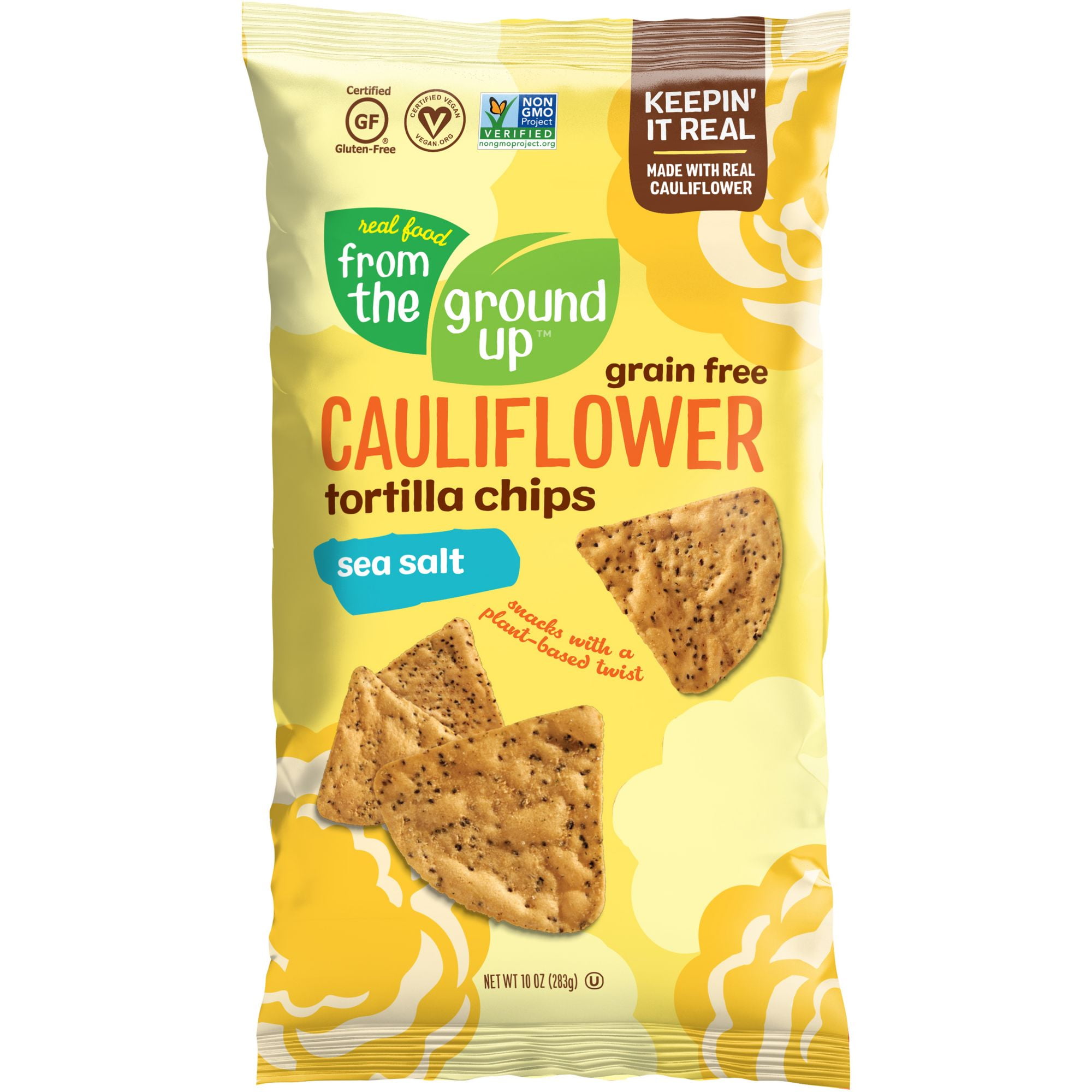 Real Food From the Ground Up Cauliflower Sea Salt Tortilla Chips 10 oz
