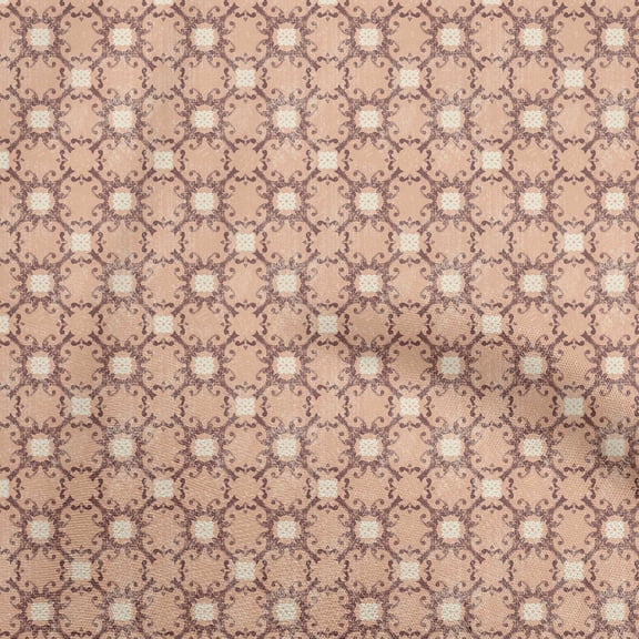 oneOone Polyester Spandex Peach Fabric Asian Traditional Block Quilting Supplies Print Sewing Fabric By The Yard 56 Inch Wide