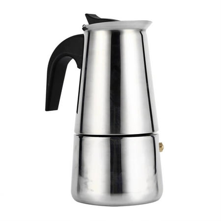 Stainless Steel Moka Pot, Durable Coffee Maker Pot, Portable Coffee Maker, Comfortable Heat Resistant Handle, Suitable for Induction Cooker,Home or Office Coffee Container,100/200/300/450ml