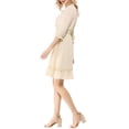 thumbnail image 5 of INSPIRE CHIC Women's Layered Ruffle Hem 3/4 Sleeves Smocked Chiffon A-Line Dress XL Beige, 5 of 9