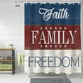 thumbnail image 2 of jiliu 4th of July Shower Curtain USA Flag Blue Red White Patriotic Shower Curtains for Bathroom Decor Independence Day Freedom Farmhouse Wood Grain Bath Curtains Sets with Hooks Waterproof 72" x 72", 2 of 6