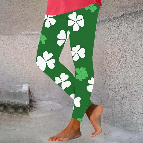 Haivin Women's Yoga Leggings with Saint Patrick's Day Print, Casual Fitted and Stretchy for Fitness Workout and Daily Wear