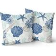 thumbnail image 2 of Nautical Coastal Throw Pillow Covers 20x20 Inch Pack of 2 Summer Blue Ocean Themed Pillow Covers Seashell Starfish Beach Decorative Pillowcase Square Cotton Cushion Cover for Bedroom Sofa Home Decor, 2 of 6