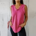 thumbnail image 6 of Holzkary Linen Tank Tops for Women,Sleeveless Tops Casual Summer Loose Fit T Shirts Solid Color Tunic Tank Tops V Neck Tee Plain Ruffled V Neck Tank Shirts Cool Edge Camisoles Hot Pink L, 6 of 6