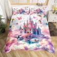 thumbnail image 2 of Erosebridal Girly Pink Castle Comforter Cover Queen, Fairy Tale Bedding Queen Size, Princess Style Decor, Reversible, 2 of 7