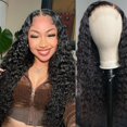 thumbnail image 1 of Josblue Pelucas delanteras de encaje Cabello humano Onda profunda 180% Densidad 4X4 Pelucas frontales de encaje Pre arrancadas Mojado y ondulado Sin cola Pelucas de cabello humano rizado profundo para, 1 of 1