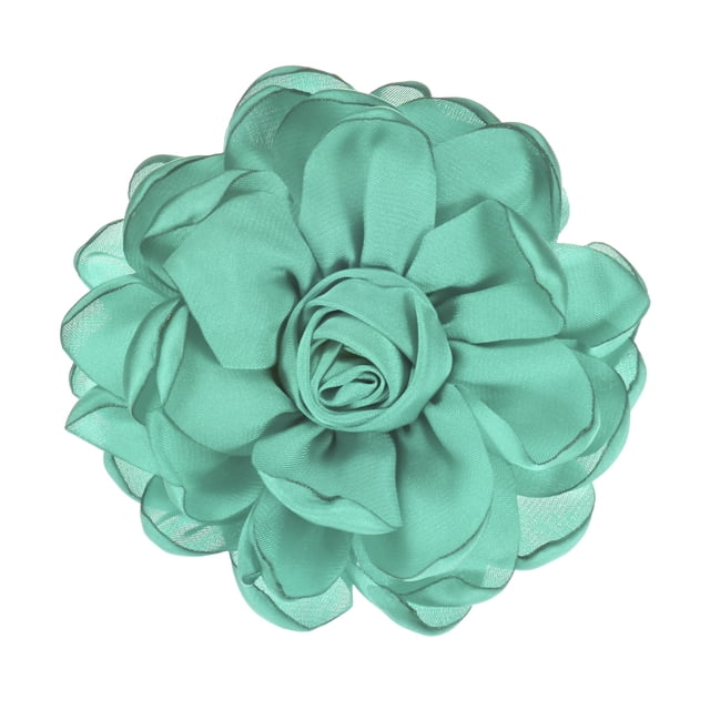 Broches y alfileres de flores de rosa Uxcell para mujeres, alfileres de solapa delicados de tela de satén, grandes clips de flores de camelia en azul claro