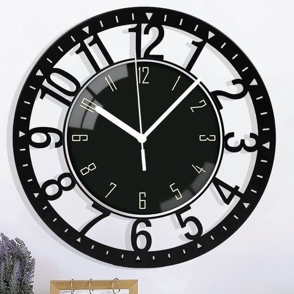 Wrought Iron Wall Clock 10 Inch Black Dial Arabic Numerals Simple Modern Clocks Silent Non-Ticking Decorative Hanging Wall Clock for Kitchen Bedroom Living Room 25cm Style 10×10inch(25×25c