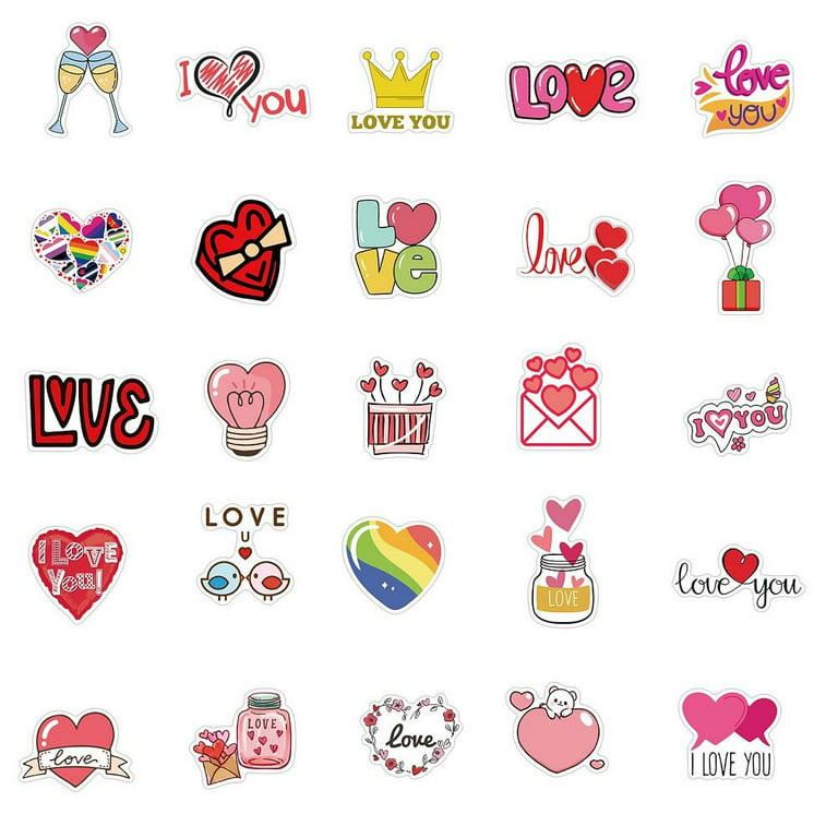 50Pcs Waterproof Love Stickers for Envelopes Scrapbooking Phone Water  Bottles Laptop Wedding Car Window I Love You Vinyl Stickers Decal for  Adults