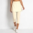 thumbnail image 6 of Huowey Women High Waist Capri Skort Stretch Solid Skirted Leggings Wide Elastic Waistband Breathable Athletic Bottoms For Tennis Yoga Workout Walking Casual Summer Pants,Beige,XL, 6 of 7