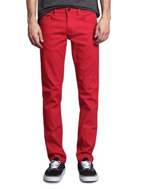 Victorious Mens Slim Fit Colored Stretch Jeans GS21 - WHITE - 30/32