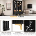 thumbnail image 6 of Large Storage Hall Tree with Bench, Multi-Functional Storage Bench with High Gloss Fluted Doors, Coat Rack with 6 Gold Hooks and Legs for Entryway, Living Room, Black+Gold, 6 of 7