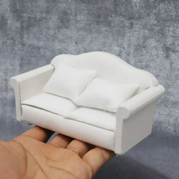 NICEXMAS Miniature Sofa Furniture White Wood 1Pcs for DIY Projects