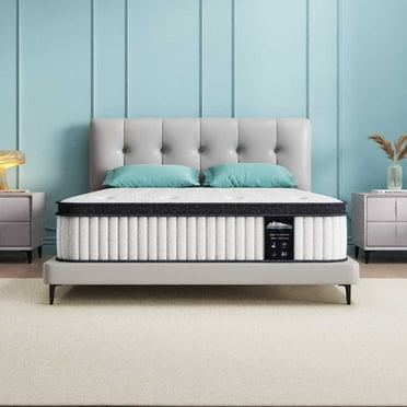 Serweet Queen Size Mattress,12 Inch Hybrid Memory Foam and Pocketed Springs Mattress White