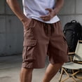 thumbnail image 2 of HKYNLAG Mens Cargo Shorts Elastic Waist Drawstring Casual Work Shorts Summer Hiking Outdoor Shorts with 4 Pockets Coffee 3XL, 2 of 7