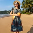 thumbnail image 4 of Easygdp Sunset Meditating Bichon Frise para Vestido Transpirable de Mujer, Vestido Suelto de Manga Corta con Pliegues y Bolsillos para el Verano, 4 of 6