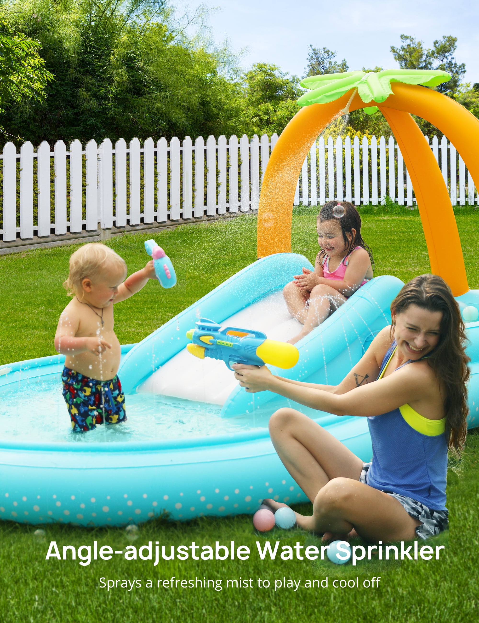 Evajoy Inflatable Spray Kiddie Pool with slide for kids