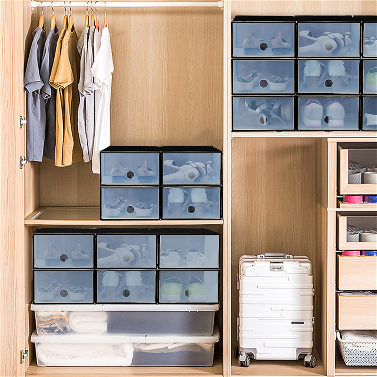 Shoe Storage Box Shoe Organizer Stackable Sneaker Case Container