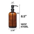 thumbnail image 2 of Junjian 2 Pack Glass Soap Dispenser, Thick Amber Glass Pint Jar Soap Dispenser with Matte Black Stainless Steel Pump, 16ounce Boston Round Bottles Dispenser, 2 of 8