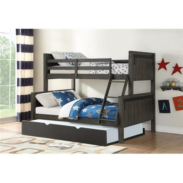 Donco Kids PD0118TFCS503BK Twin Over Full Size Barn Door Bunk Bed
