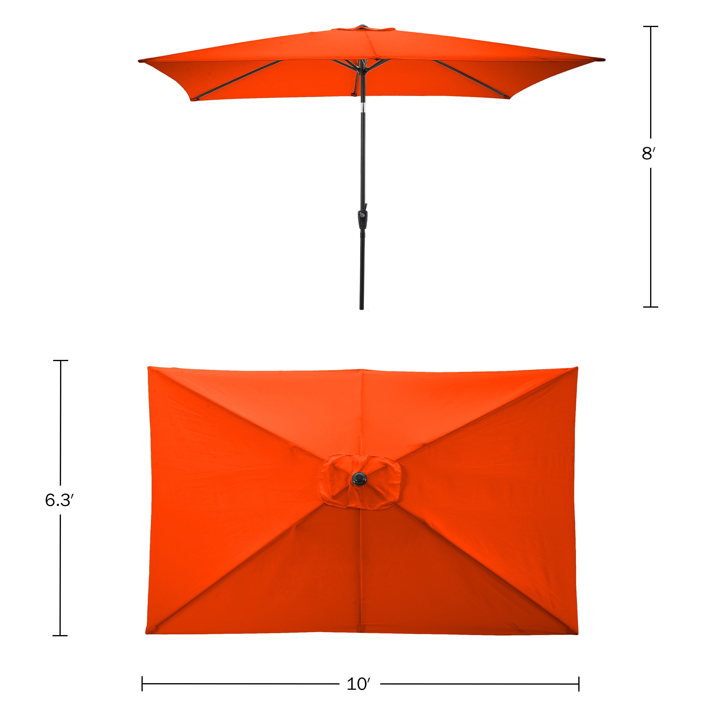 Pure Garden 10’ Rectangular Patio Umbrella with Push Button Tilt, Orange